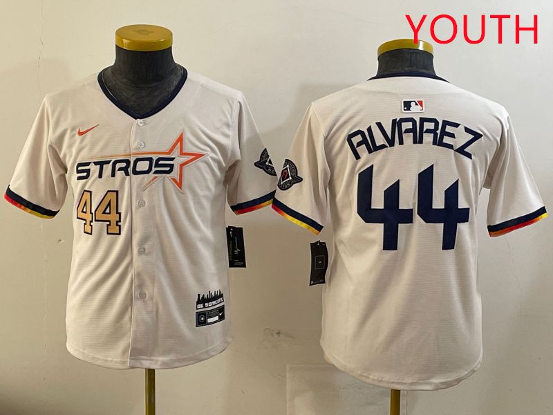 Youth Houston Astros #44 Alvarez Cream Three generations Joint Name 2025 Nike MLB Jersey style 4112